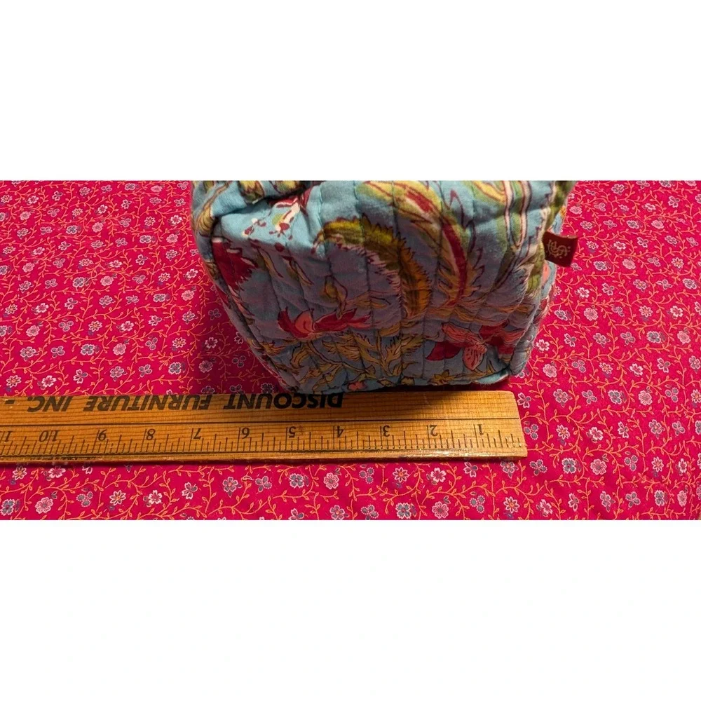 Anokhi Block Print Bag Quilted Cosmetic Large Toiletries Boho Cottage Travel